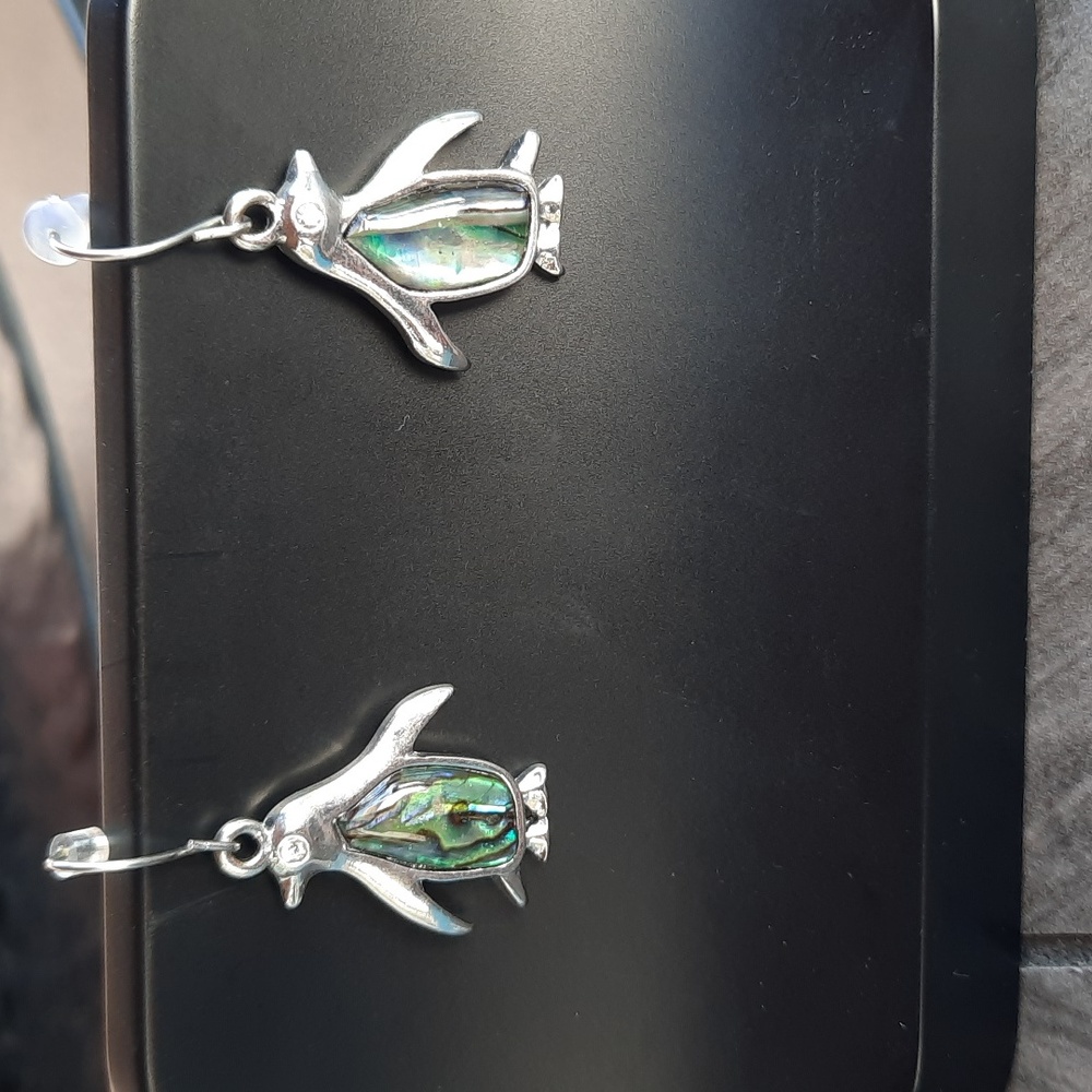 Penguin Paua Shell Earrings